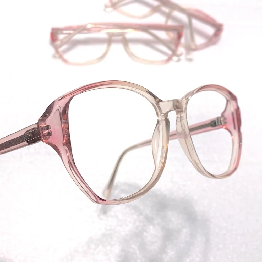 80's Vintage Pink Pastel Large Eyeglass Frames Pale Fair Freckled Girl